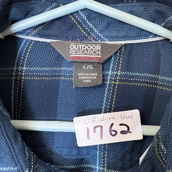 Outdoor Research Feedback Cotton Blend Plaid Flannel Shirt - Men's Size L - Blue - Picture 4 of 11